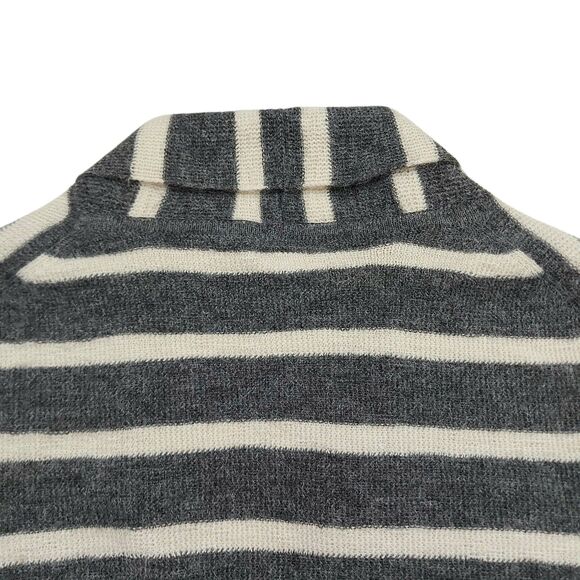 J Crew Sweater Womens XS Gray Stripes Knitted Baby Alpaca Shawl Collar Preppy - Picture 7 of 11